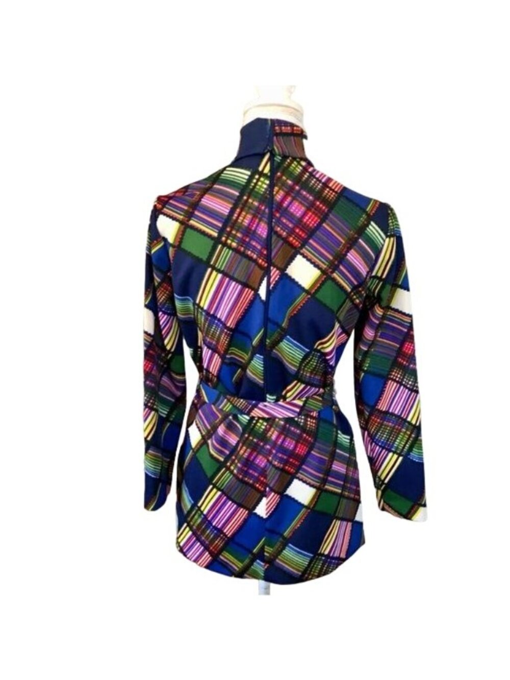 Vintage Sunny South Belted Turtleneck Blouse Womens 30 (Bust) Used Colorful 60s - Picture 4 of 12